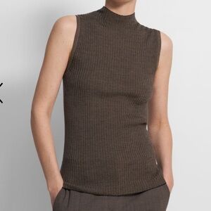 Theory Sleeveless Mock Neck Sweater in Regal Wool